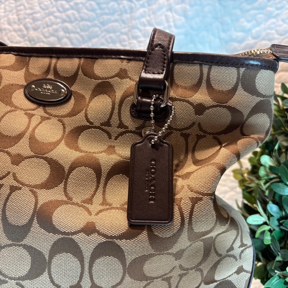 Coach Tan and Brown Signature Tote - Picture 2 of 11